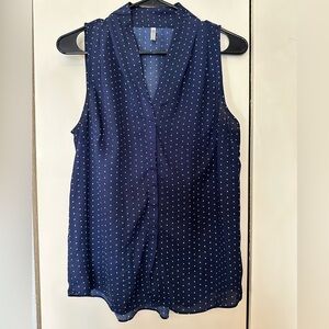Navy Blue Sleeveless Polka Dot Women's Top